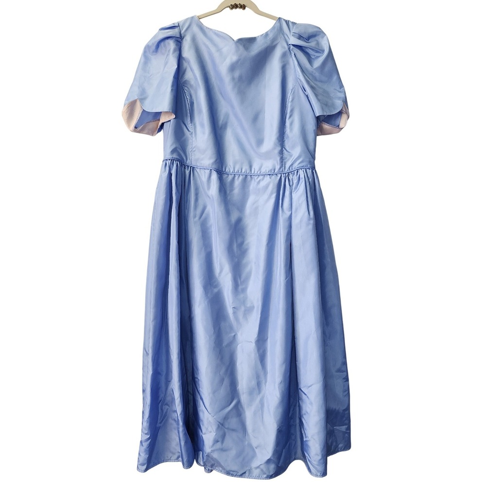 Formal Creations by Shenk's Blue Satin Short Sleeve Maxi Gown